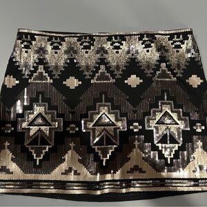 Express Black and Silver Sequin Mini Skirt